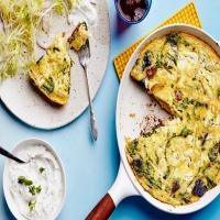 Spanish Frittata with Herby Yogurt and Greens image