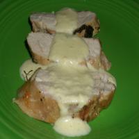 Pork With A Blue Cheese Apple and Mustard Sauce_image