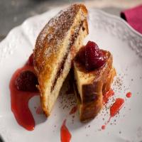 Chocolate Mascarpone Stuffed French Toast with Strawberry Syrup image
