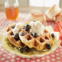 Biscuit Waffles with Lemon Cream, Lemon Syrup and Blueberries image