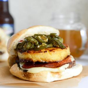 Bacon Pineapple Burgers with Candied Jalepenos and Sweet Chili Mayo_image