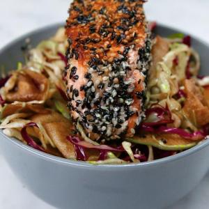 Apple And Cabbage Slaw With Herbed Salmon Recipe by Tasty_image