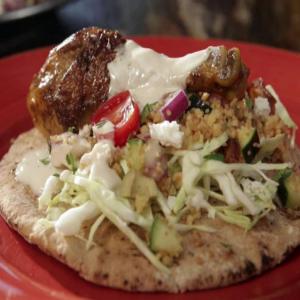 Moroccan Chicken with Shredded Cabbage and Tahini Sauce on Pita_image