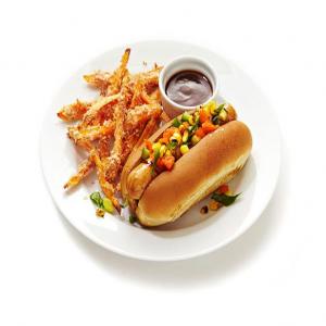 Grilled Chicken Dogs With Sweet Potato Fries_image