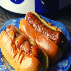 Crock Pot Brats Recipe in Barbecue Sauce - These Old Cookbooks_image