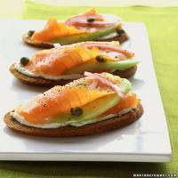 Rye Toasts with Smoked Salmon, Cucumber, and Red Onion image