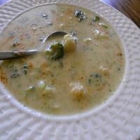 Creamy Broccoli Cauliflower Soup With Blue Cheese image