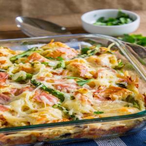 Savory Bread Pudding with Ham and Asparagus_image