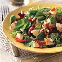 Chicken Salad with Piquillo Peppers, Almonds, and Spicy Greens_image