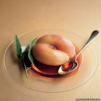 Chilled White Peaches Poached in Rose Syrup_image