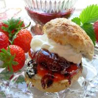 English Scones With Mixed Summer Berries and Cream image
