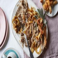 Slow-roast hand and spring with crackling and onion gravy_image