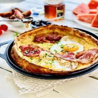 Bacon and Eggs Dutch Baby Pancakes image