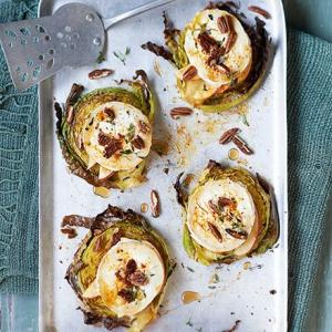 Cabbage steaks with apple, goat's cheese & pecans_image
