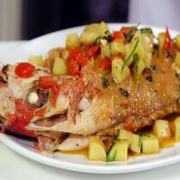 Moist Roasted Whole Red Snapper with Tomatoes, Basil and Oregano image