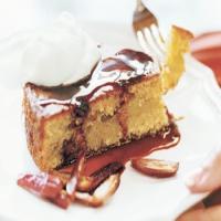 Olive Oil Couscous Cake with Crème Fraîche and Date Syrup image