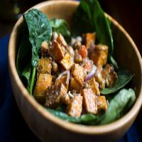 Spinach Salad With Roasted Vegetables and Spiced Chickpeas image