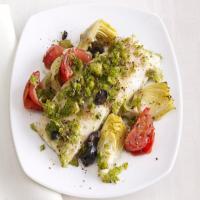 Striped Bass With Artichokes and Olives image