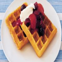 Cornmeal Waffles with Apricot-Cherry Compote image