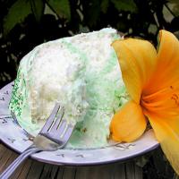 Green Angel Cake With Fluffy Fruit Flavor Frosting_image