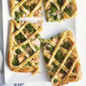 Salmon & broccoli lattice tart image