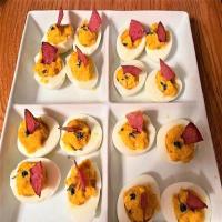 Spicy Salami Deviled Eggs w Creme Fraiche & Thyme_image