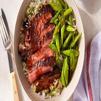 Curried Steak with Scallion Rice and Peas image