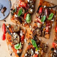 Grilled Pizza With Grilled Eggplant and Cherry Tomatoes image