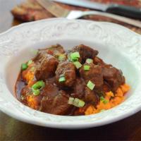 Red Chile Braised Beef Stew over Mashed Sweet Potatoes_image