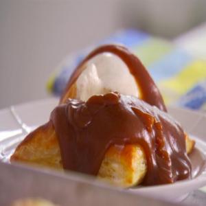 Apple Turnovers with Caramel Sauce and Ice Cream image