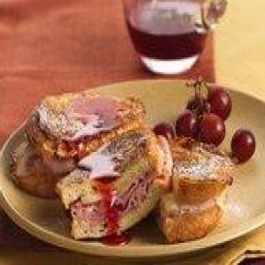 Monte Cristo Stuffed French Toast with Strawberry Syrup_image