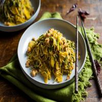 Stir-Fried Rice Noodles With Beets and Beet Greens_image