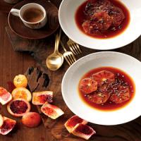 Blood Oranges with Caramel Sauce and Cocoa Nibs image