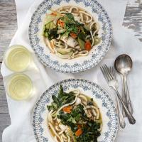 Black Cod Fillets Poached in Five-Spice Broth with Baby Bok Choy and Udon_image