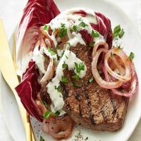 Marinated Flank Steak with Blue Cheese Sauce_image