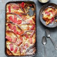Rhubarb and ricotta bread & butter pudding image