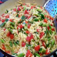 Orzo With Roasted Red Peppers & Asparagus image