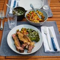 Grilled Bone-In Rib-Eye with Grilled Corn and Tomato Salsa_image