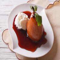 Pears Poached in Red Wine, Cardamom and Orange image