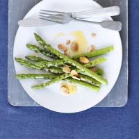 Griddled asparagus with flaked almonds & butter image