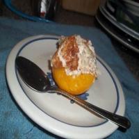 Walnut and Raisin Rice Pudding on a Peach_image