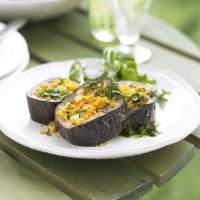Aubergine with spicy apricot tabbouleh image
