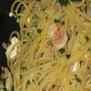 Garlic Shrimp, Lemon and Feta Spaghetti image