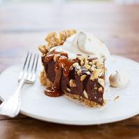 Chocolate pie with toffee sauce & coffee cream image