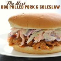 The BEST Slow Cooker BBQ Pulled Pork and Coleslaw Sandwiches Recipe image