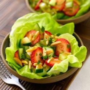 Strawberry-Cucumber Salad with Almonds and Mint image