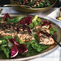 Rosemary-Rubbed Side of Salmon with Roasted Potatoes, Parsnips, and Mushrooms_image