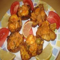 Fried Green Plantains Stuffed with Shrimp, Tostones Rellenos Con Camaron image
