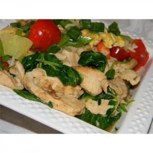 Pea Shoots and Chicken in Garlic Sauce image