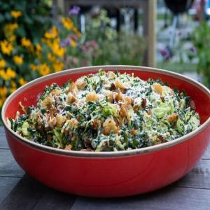 Brussels Sprout and Kale Salad with Green Goddess Dressing image